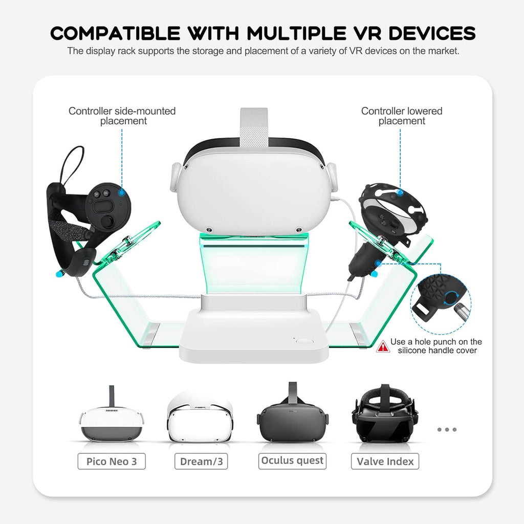 Charging Dock for Oculus Quest 2 Headset and Controllers with LED Lights, Rechargeable Batteries and Charger Cable Pack of 2 V19918