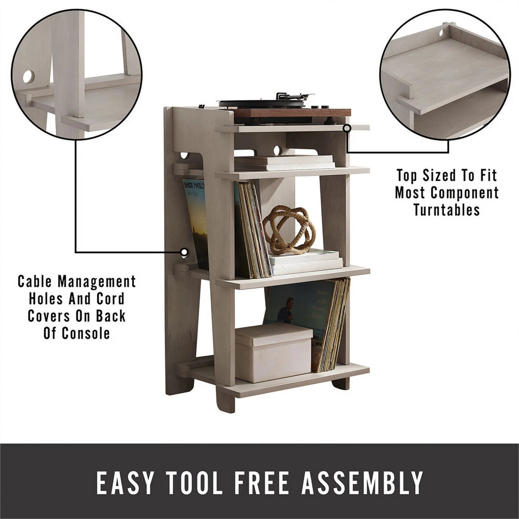 Gray MDF Wood and Birch Veneer Turntable Stand M137