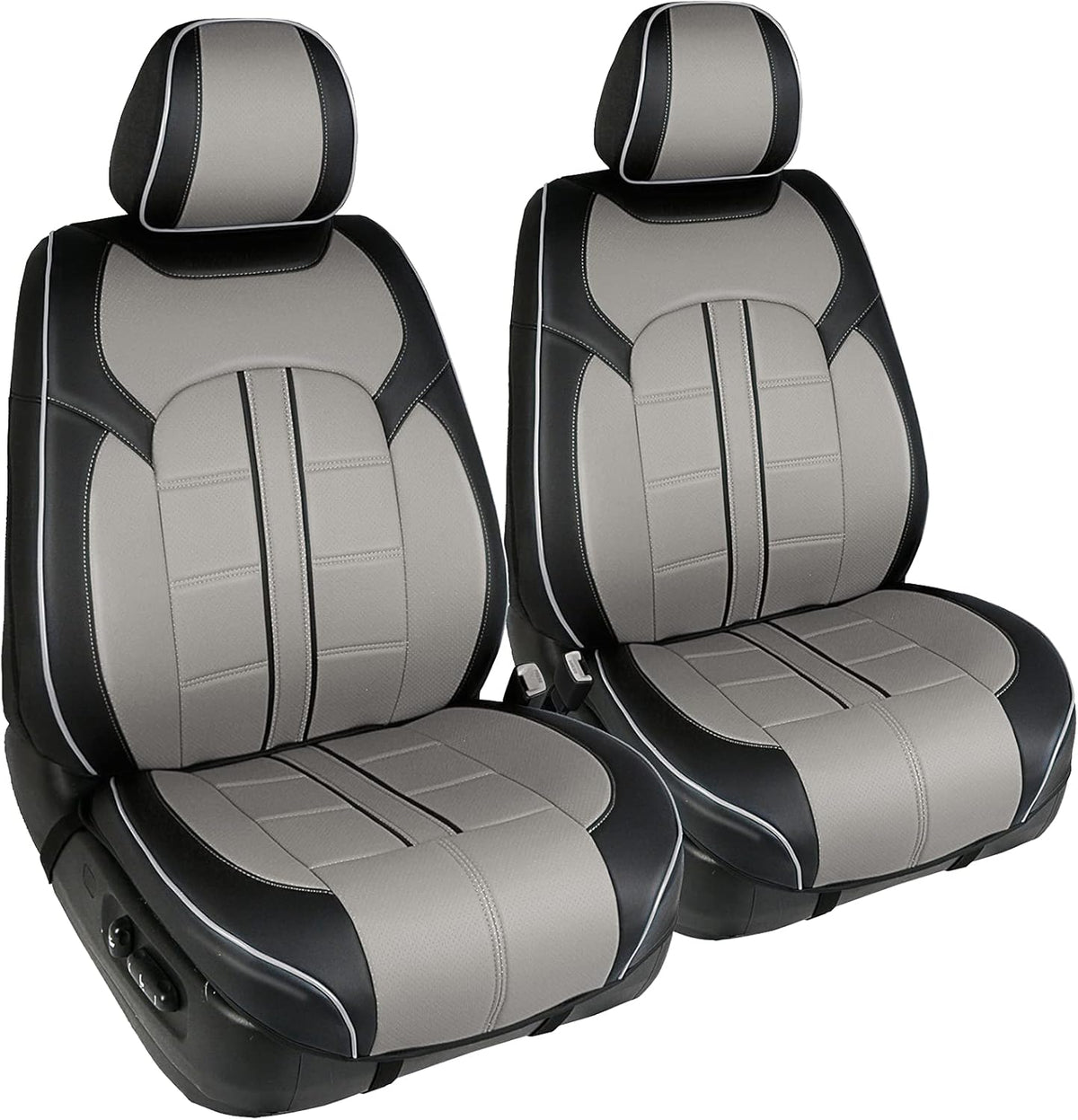 Black Faux Leather 3D Semi-Custom Car Seat Covers P160