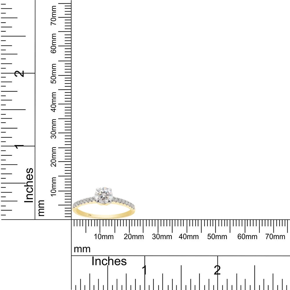 14K Solid Yellow Gold Solitaire Engagement Ring with 1/2 ct. t.w Round Cut Lab Created Moissanite R6624