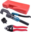Hydraulic Hand Crimper Tool for Stainless Steel Cable Railing Hardware Wire Rope Swaging with Wire Cable Cutter G356