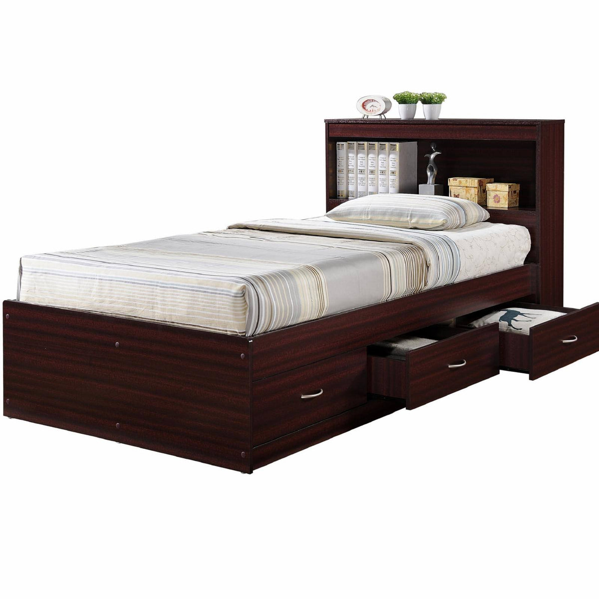 Twin-size Captain Bed with 3-Drawers and Headboard S324