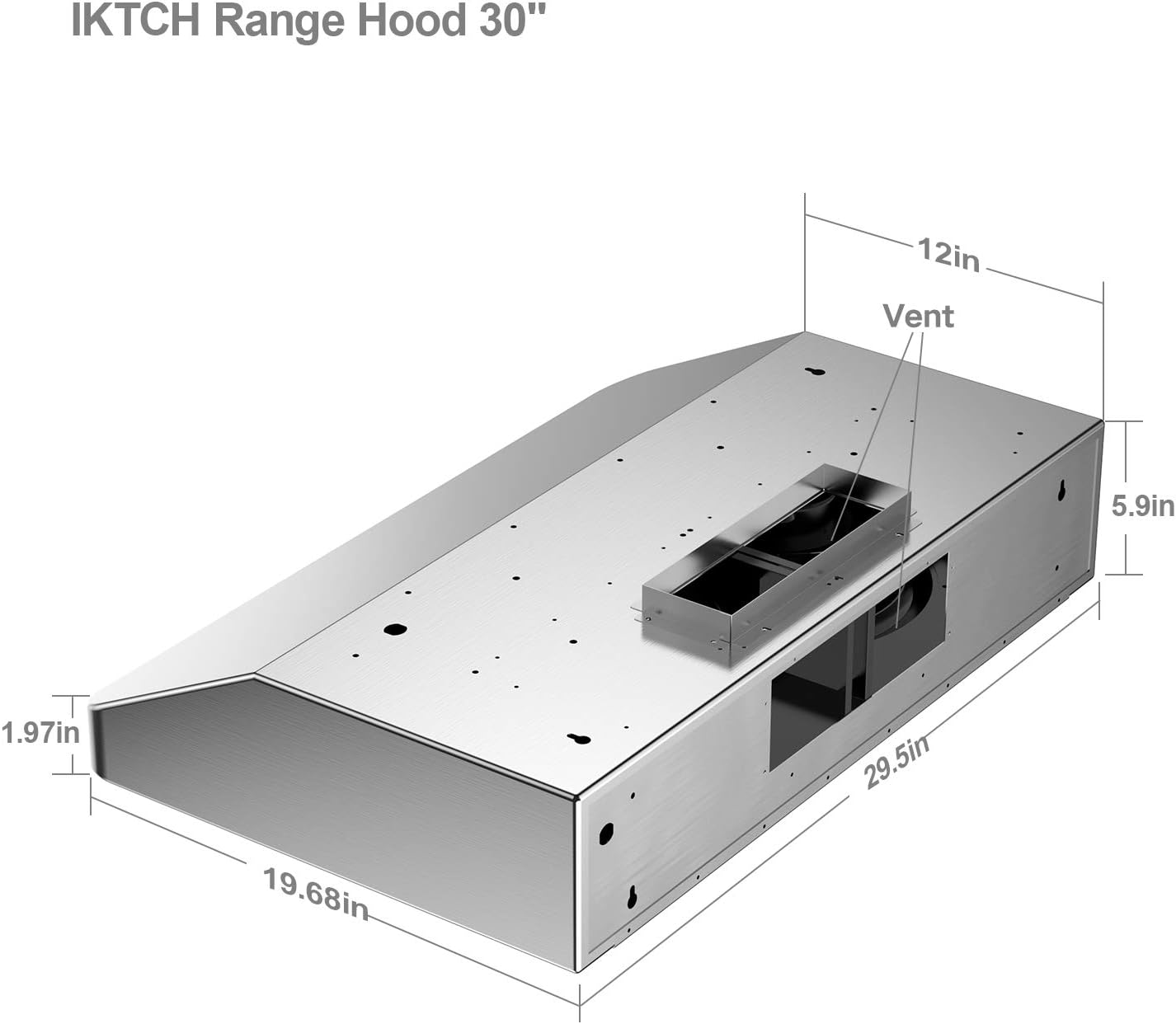 30 Inch Under Cabinet Range Hood with 900-CFM, Stainless Steel Kitchen Vent B555737