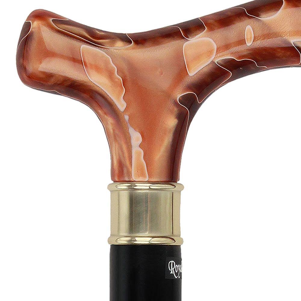 Black Beechwood Walking Cane with Brass Collar X30991