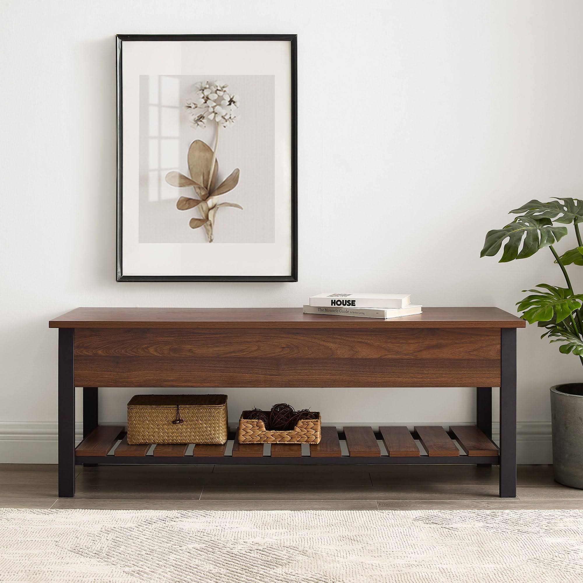 Dark Walnut Lift-Top Storage Bench H931