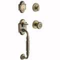Canterbury Single Cylinder Satin Brass and Black Handleset with Colonial Knob H13695