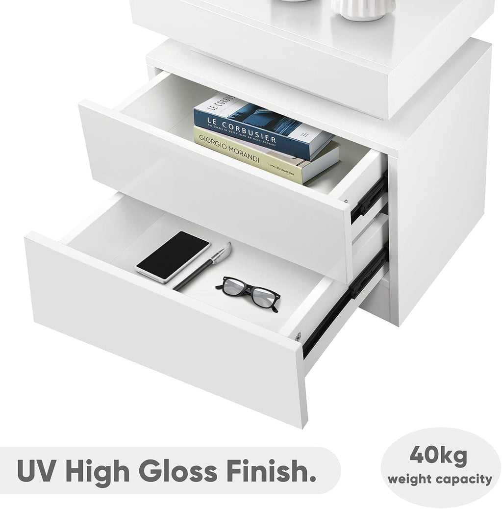 White 2 Drawer LED Nightstand J12779