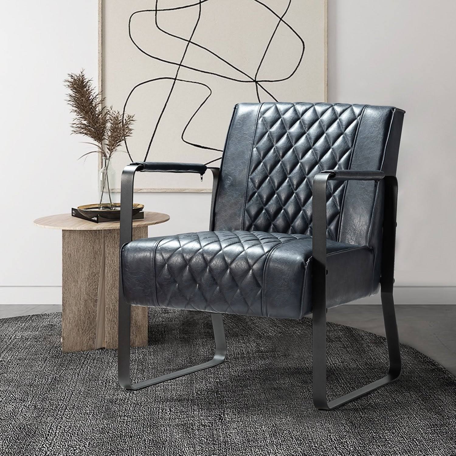 Blue PU Tufted Back Chair D525779