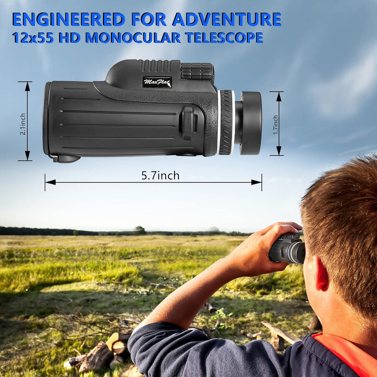 12x55 High Definition Monocular Telescope with Smartphone Holder G341399