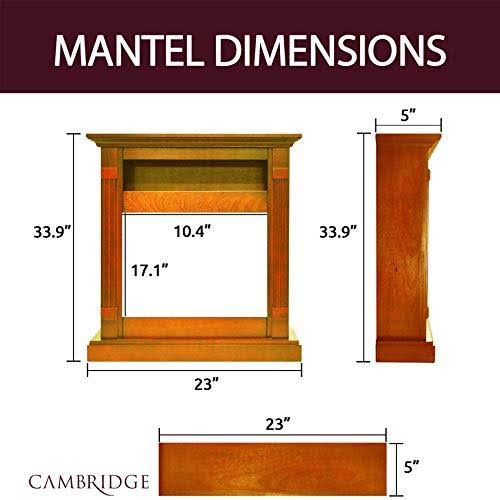 34-in. Electric Fireplace with Log Insert and Teak Mantel J7172