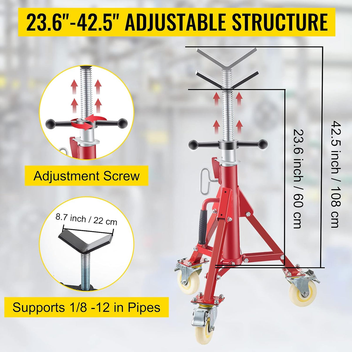 Adjustable Steel Pipe Stand with Casters T16788
