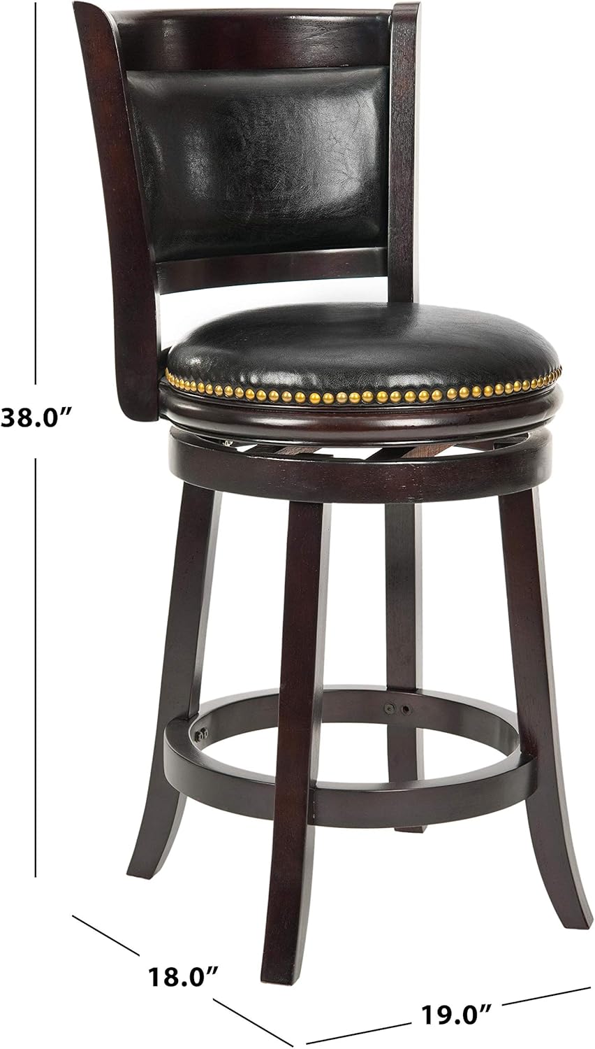 Cappuccino and Black Leather Swivel Counter Stool O463739