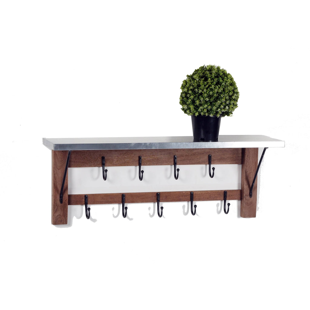 Steel Wood Bench and Coat Hook Set D33346
