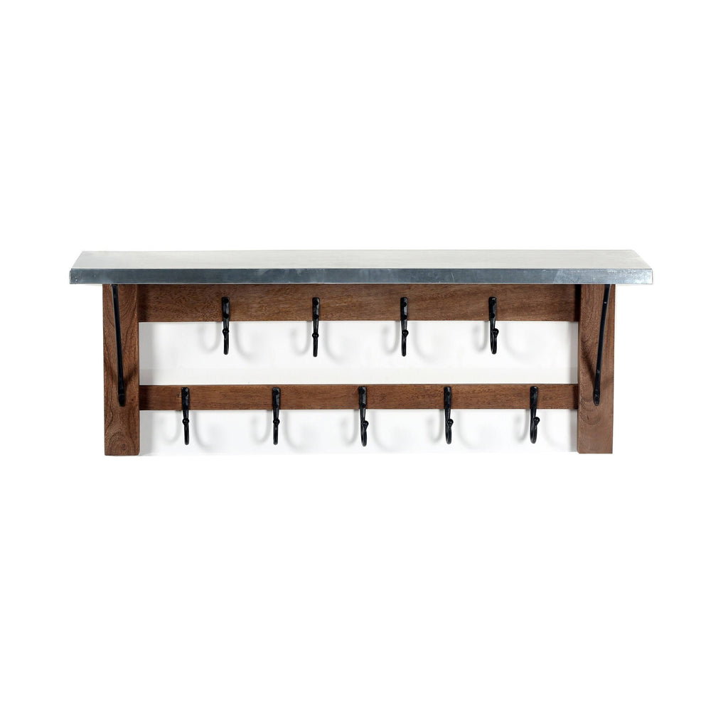 Steel Wood Bench and Coat Hook Set D33346