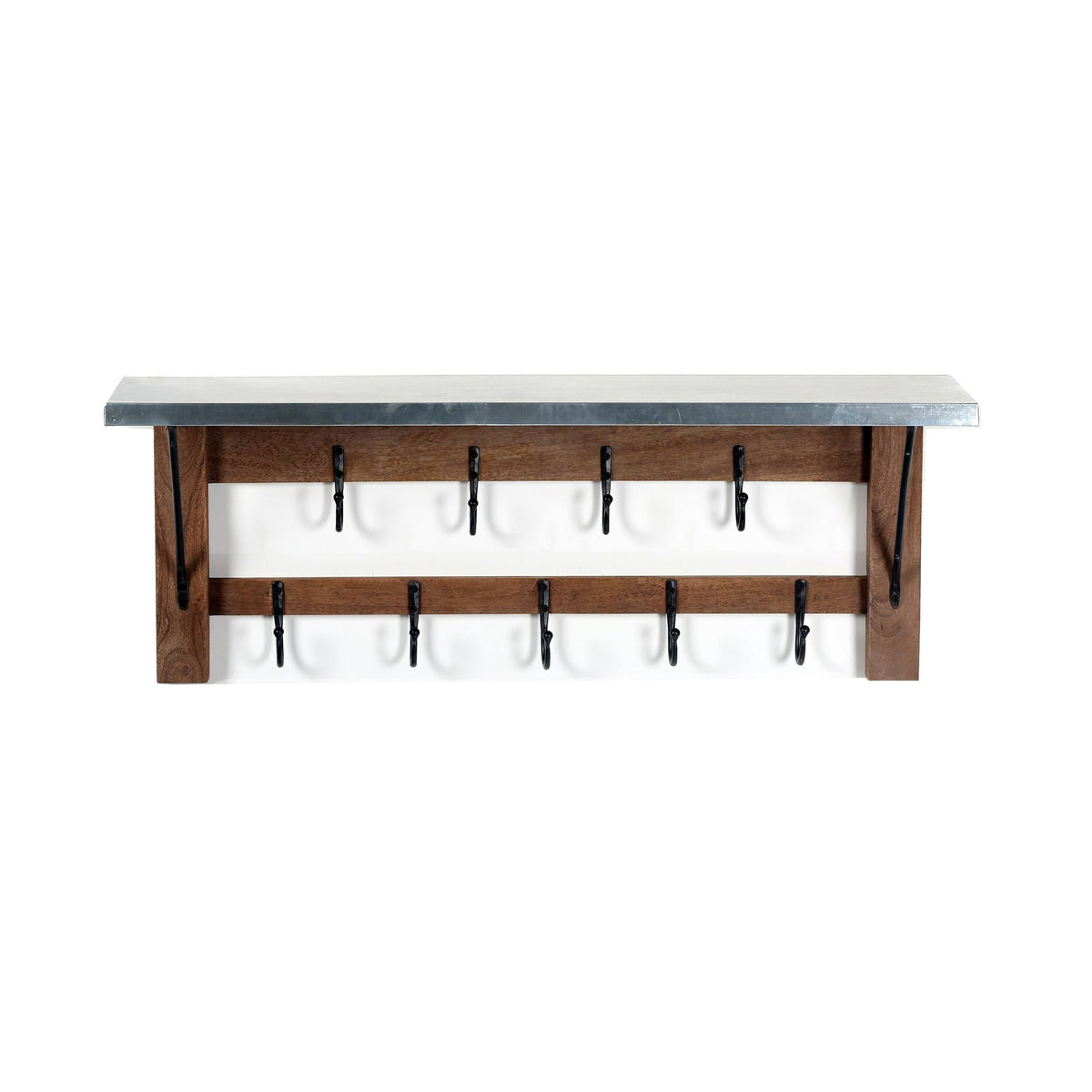 Steel Wood Bench and Coat Hook Set D33346