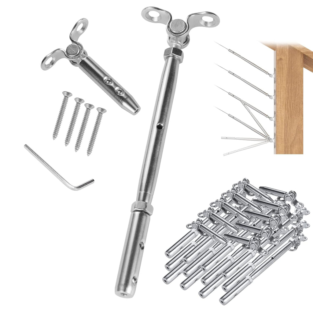 20Set Swageless Cable Railing Kit 1/8 Toggle Turnbuckle Hardware T316 Stainless Steel K927370