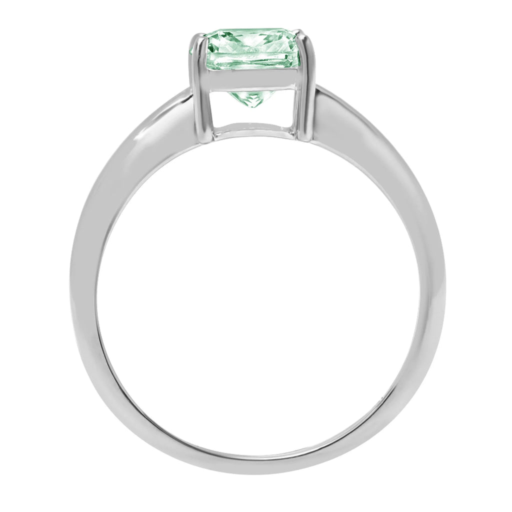 2.0ct Cushion Cut Blue Moissanite 18k White Gold Ring Size 3.75 M4155
