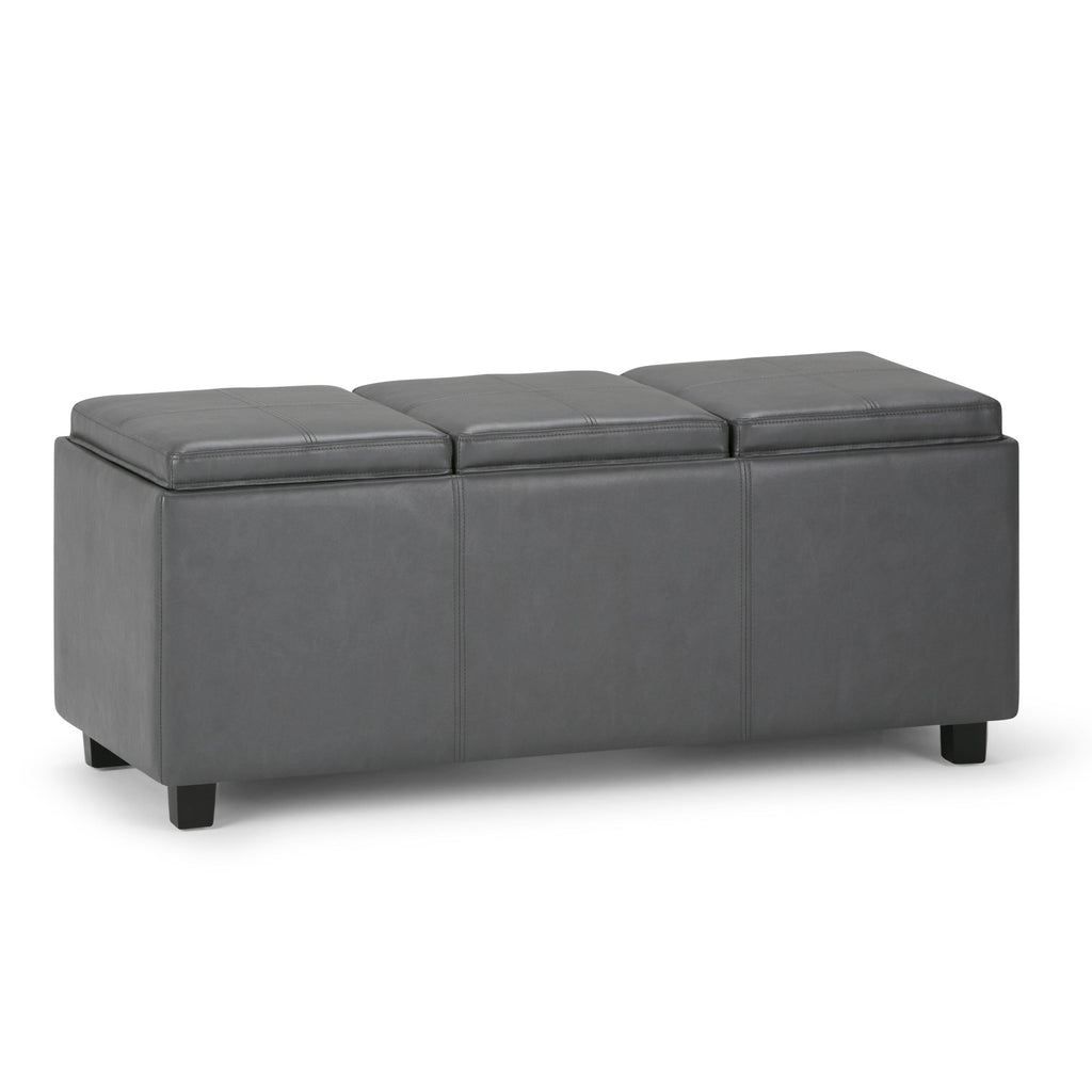 Stone Grey Storage Ottoman N8750