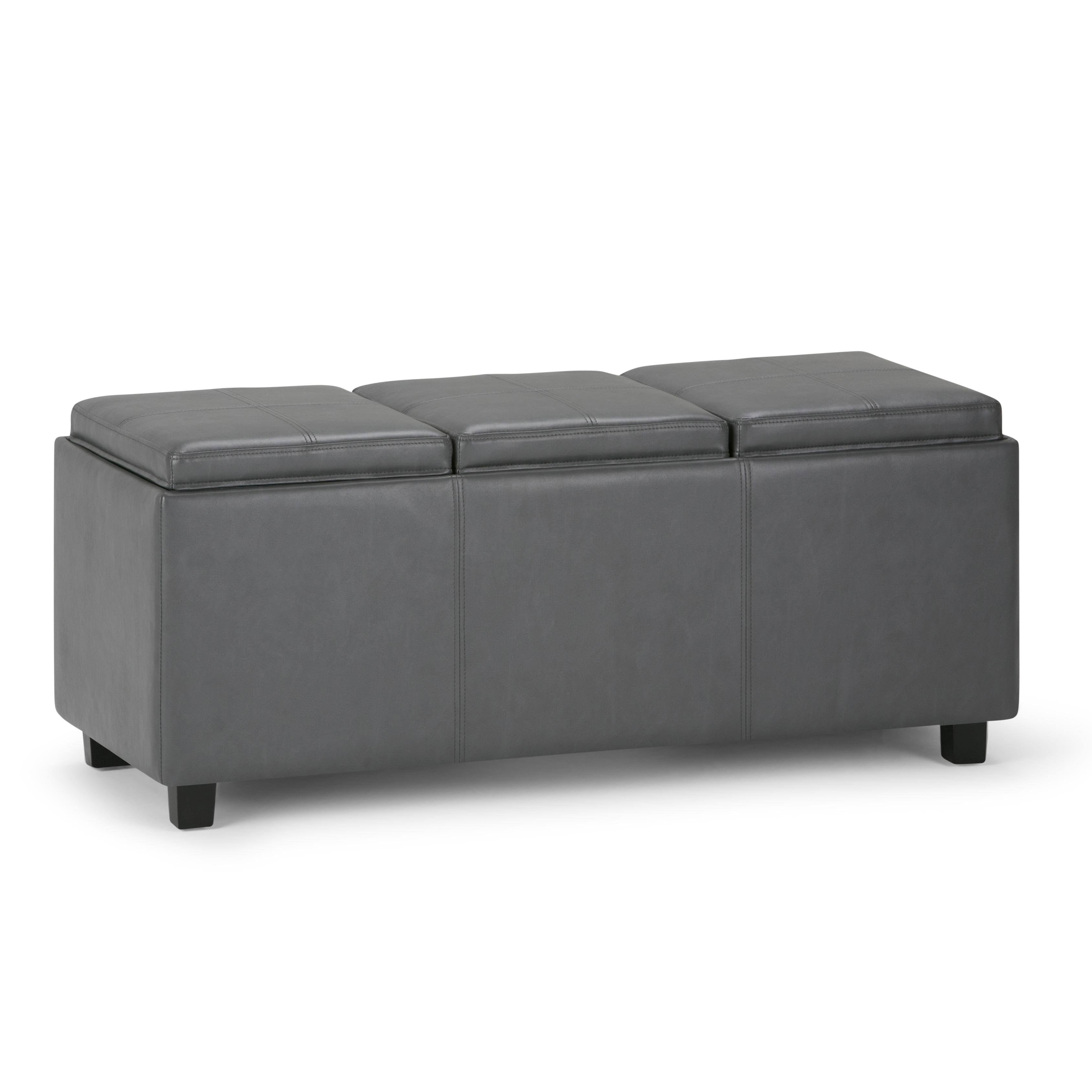 Stone Grey Storage Ottoman N8750