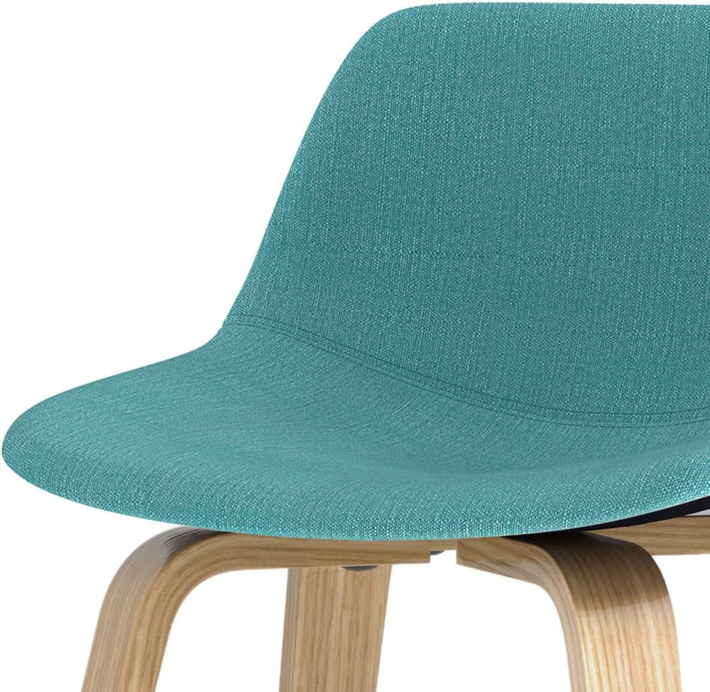 Aqua Blue Linen Look Fabric Bentwood Counter Height Stool Set Of 2 Q91862