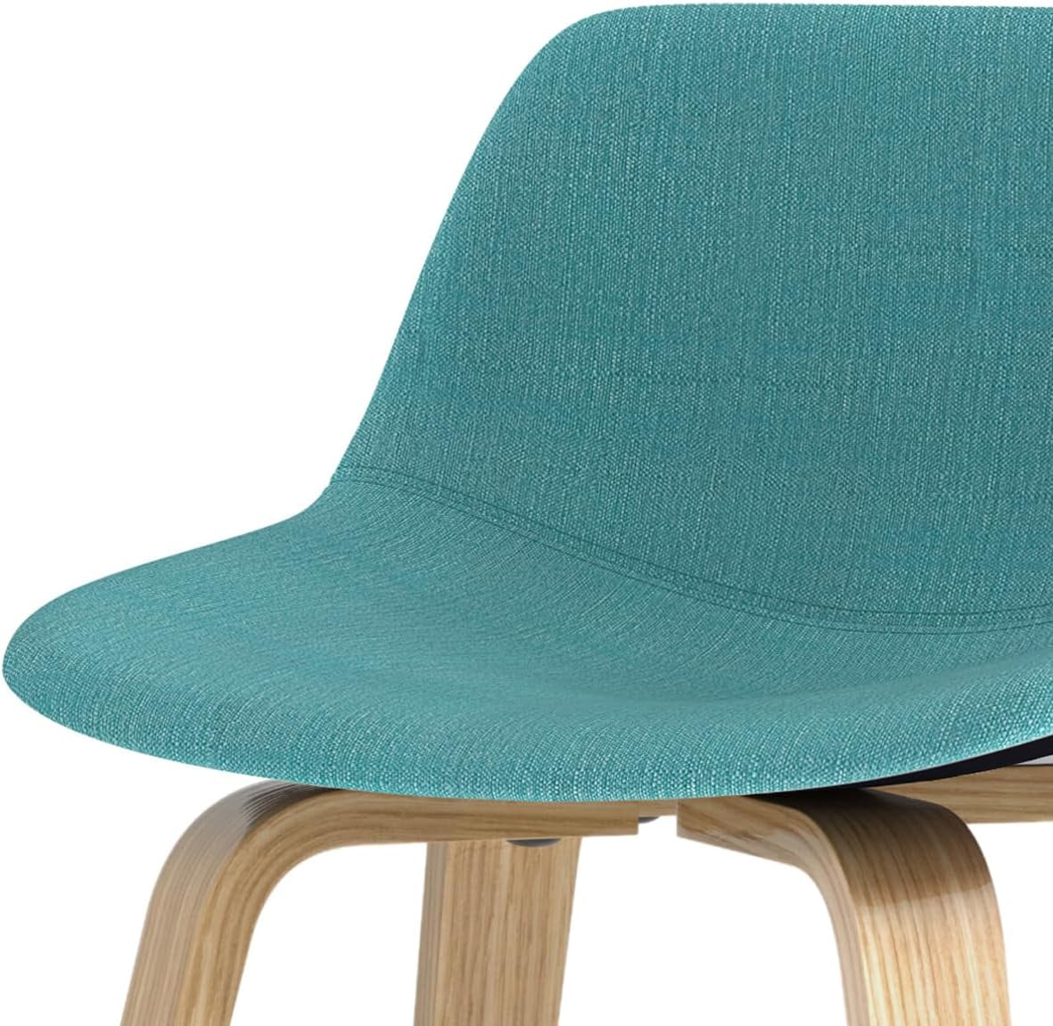 Aqua Blue Linen Look Fabric Bentwood Counter Height Stool Set Of 2 Q91862