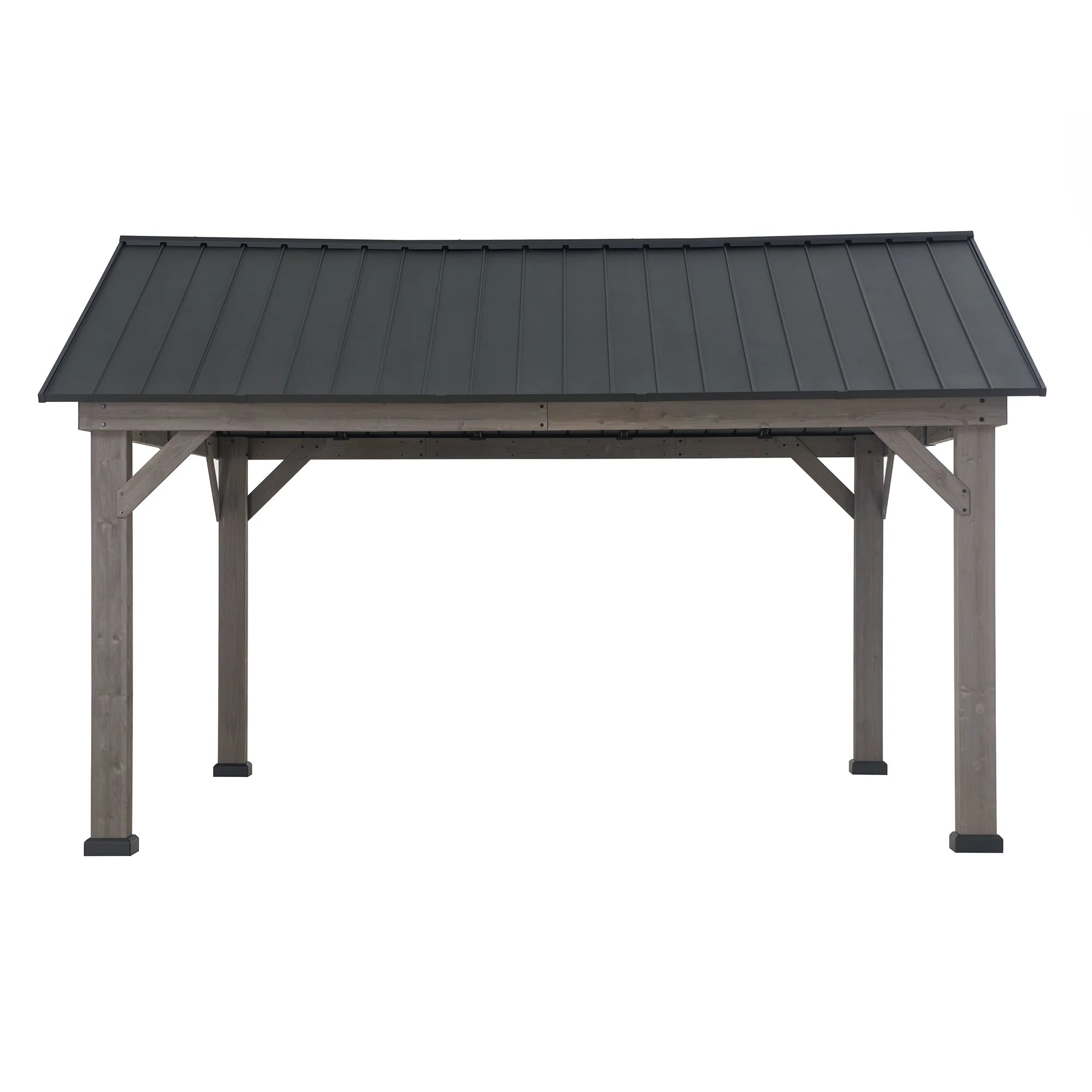 Cedar Framed Gazebo with Matte-Black Steel Gable Roof Hardtop V832707