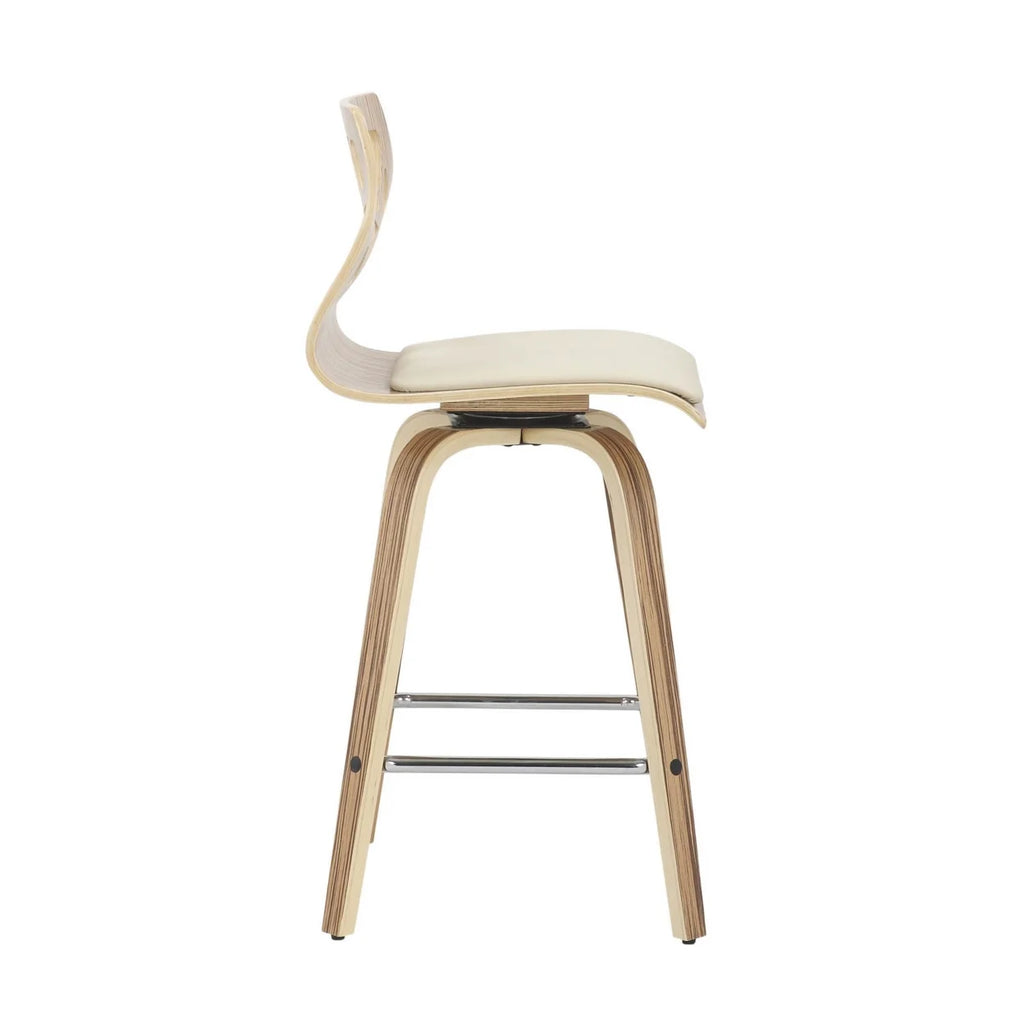 Set Of 2 Counter Stool In Zebra Wood And Cream Faux Leather Z634148