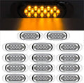 14Pcs 6-1/2 Clear/Amber 16-LED Trailer Side Marker and Turn Signal Lights Chrome Flush Mount Sealed Replacement Pack of 2 Y430336