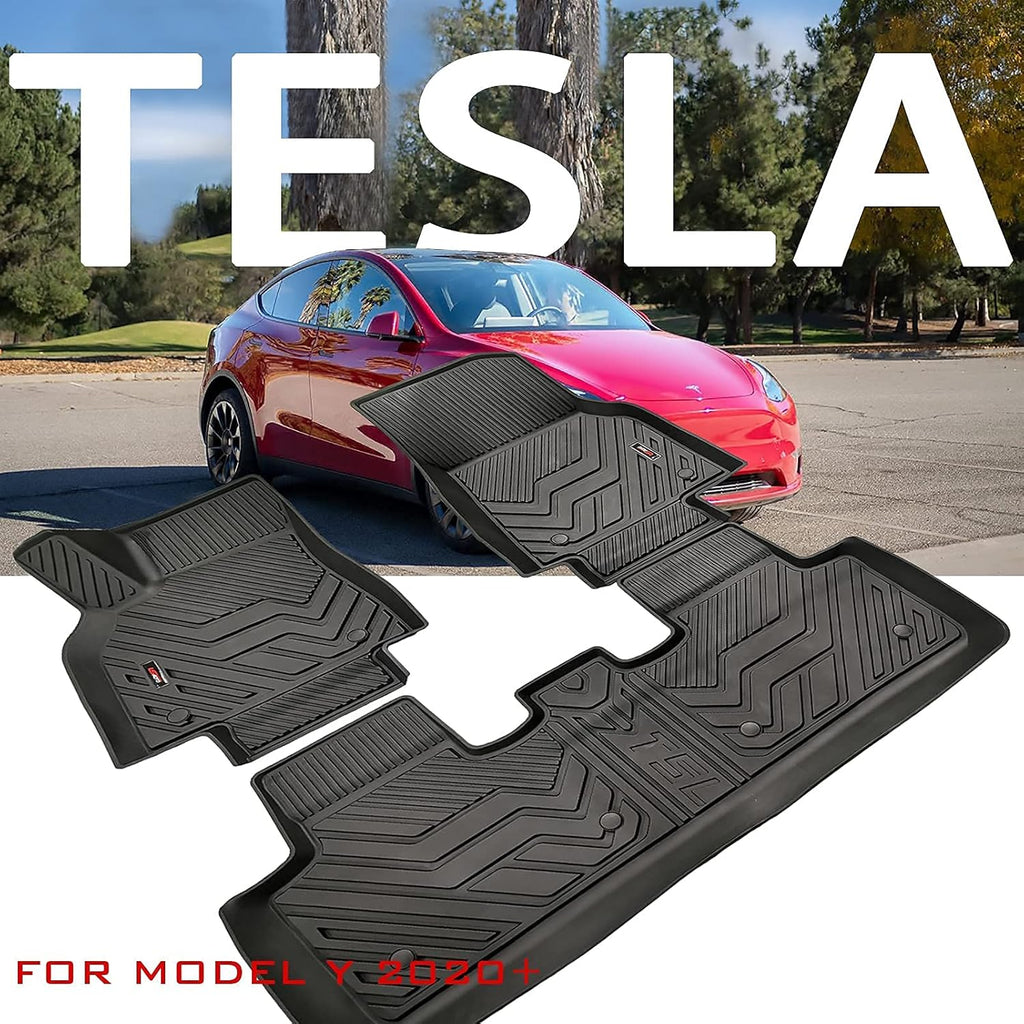 Black TPE All Weather Floor Liners for Tesla Model Y N577