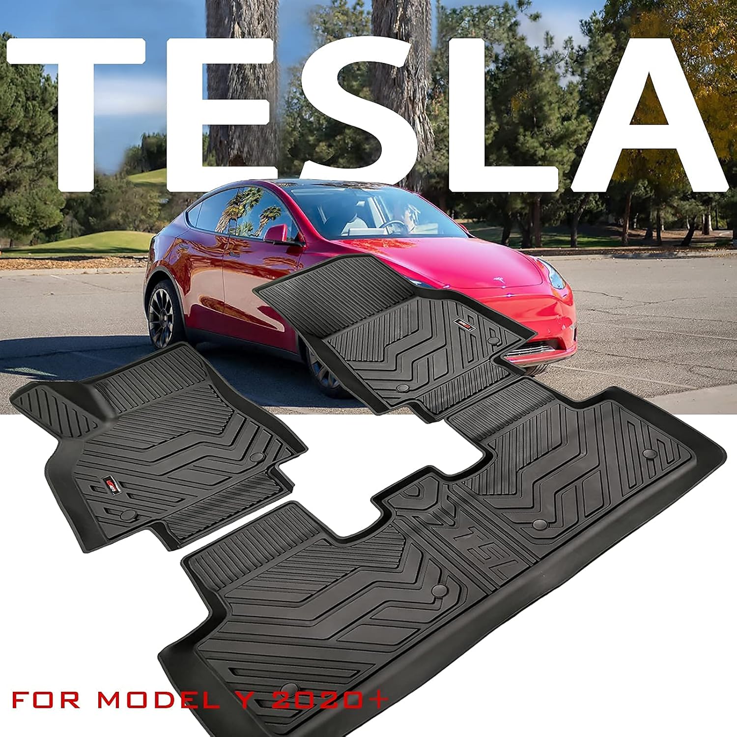 Black TPE All Weather Floor Liners for Tesla Model Y N577