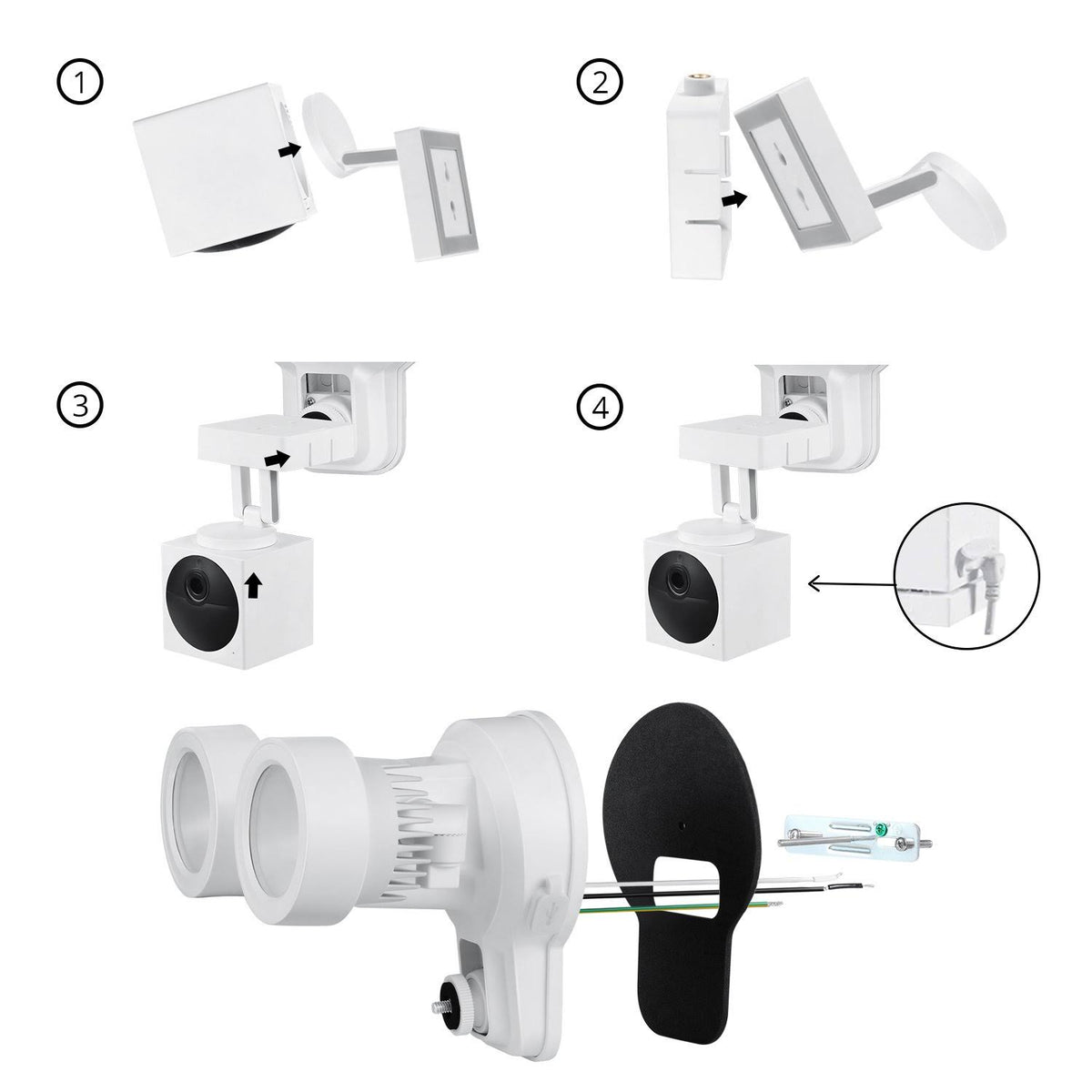 3-in-1 Floodlight, Charger and Mount for Wyze Cam Outdoor J379