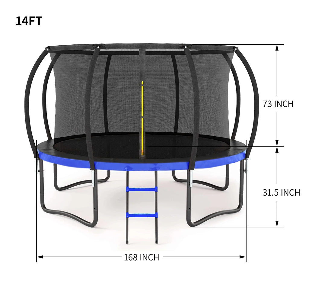 12FT 14FT Trampoline with Safety Enclosure Net, Heavy Duty Jumping Mat Spring Cover Padding A8356