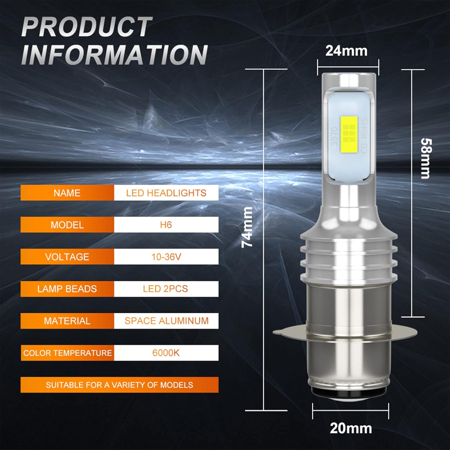 H6 H6M P15D BA20 LED Headlight Bulbs Combo Kit, Pack of 4 Pack of 2 O7549
