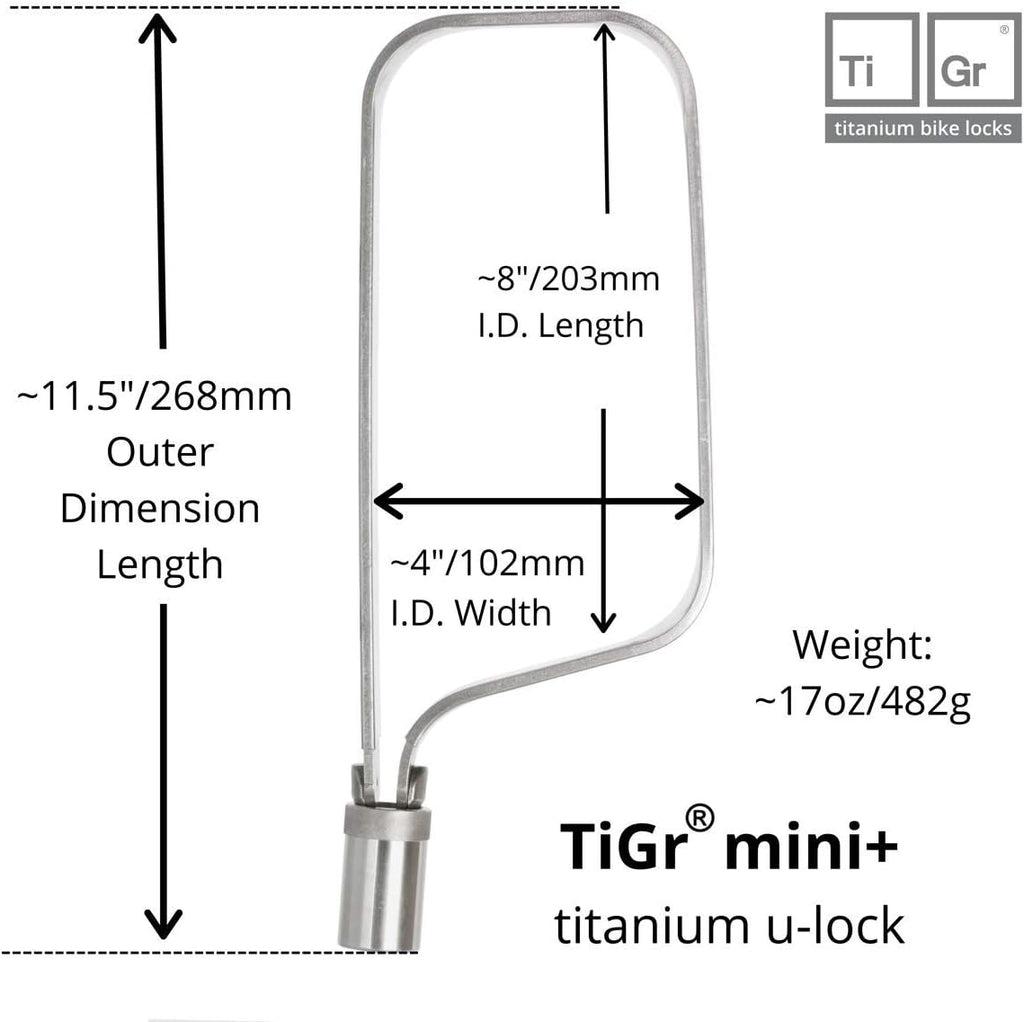 Titanium Bicycle U Lock with Mounting Clip, 2 Keys P6133