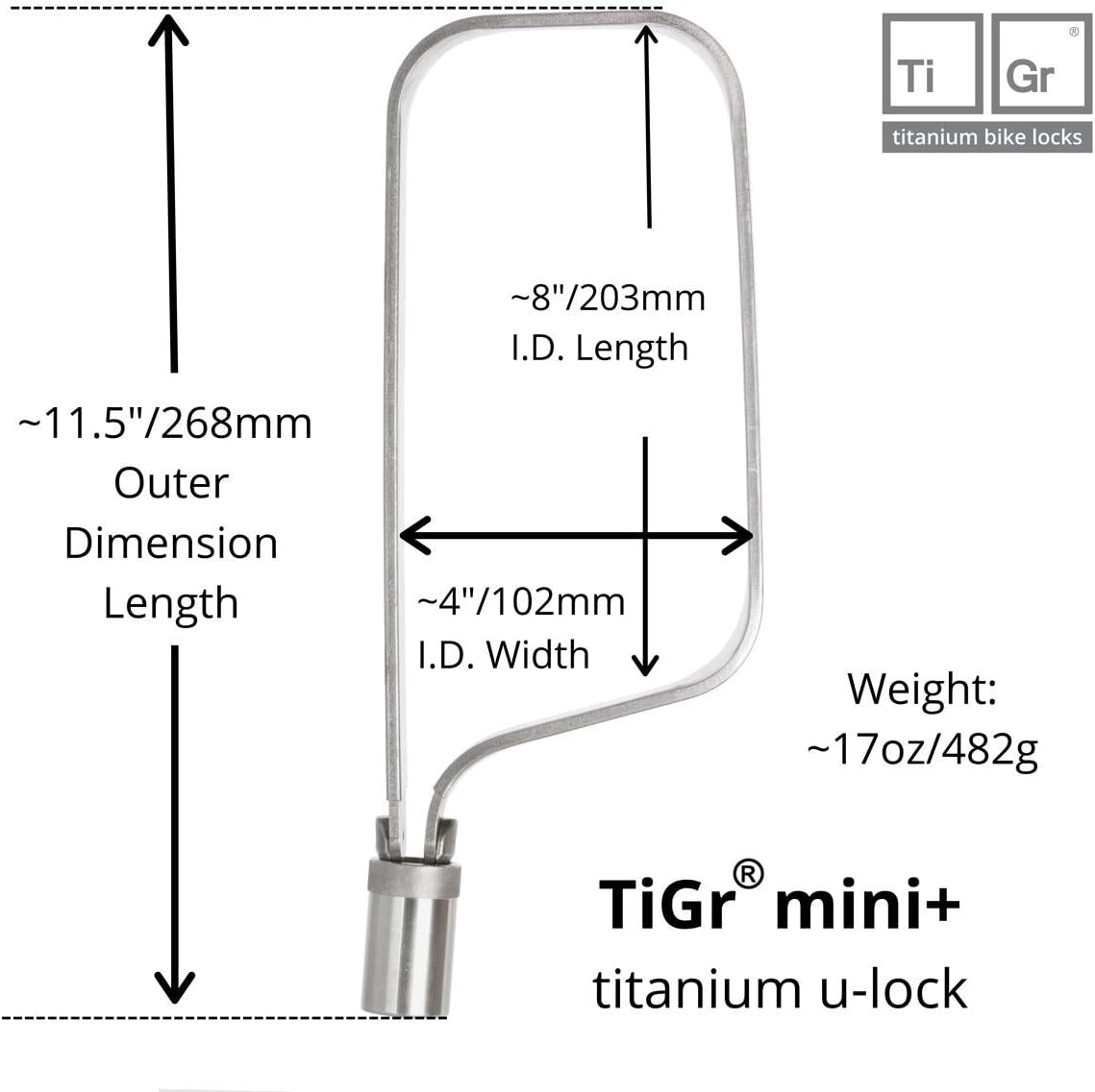 Titanium Bicycle U Lock with Mounting Clip, 2 Keys P6133