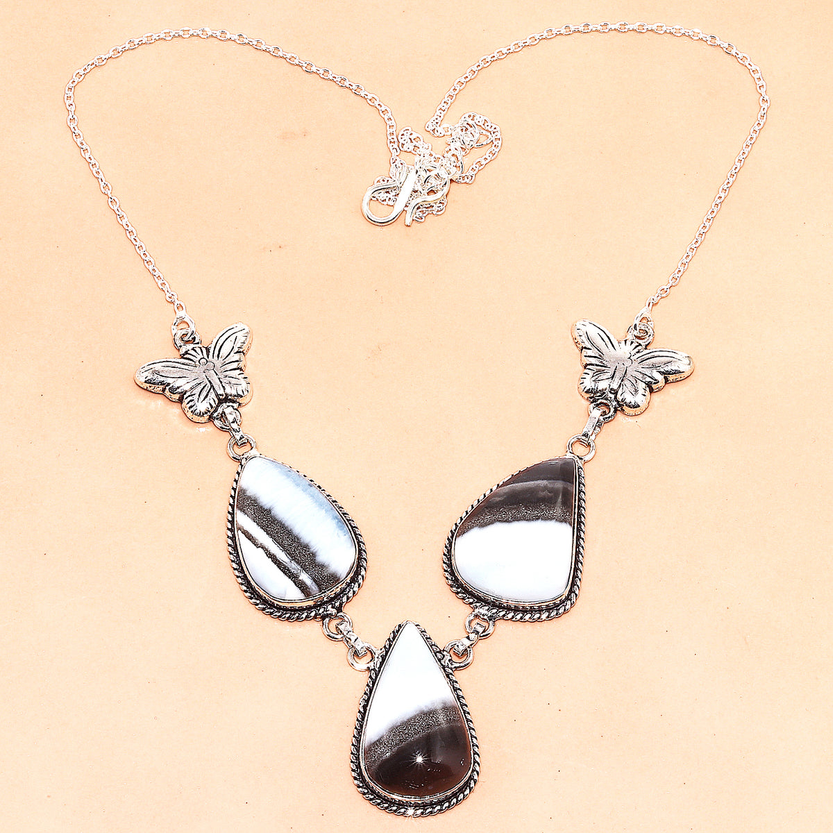 Owyhee Blue Opa Gemstone 925 Silver Necklace 16-18'' D740