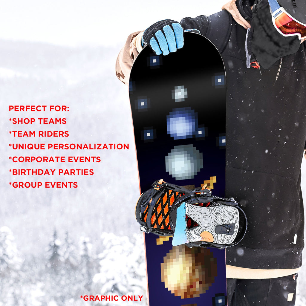 8 bit Solar System Planets Snowboard Wrap Sticker Skin Cover F9912
