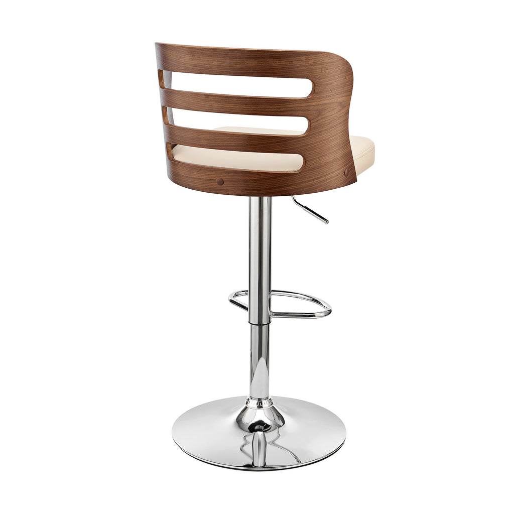 Cream Upholstered Chrome Base Adjustable Swivel Bar Stool P843