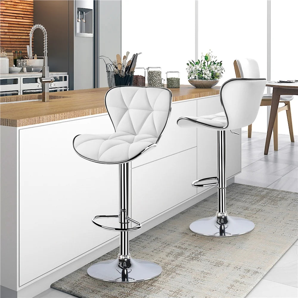 White PU Leather Swivel Bar Stool, Set of 2 Z8923