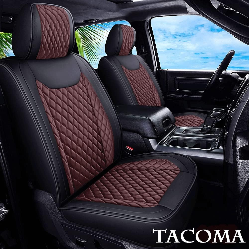 Coffee Waterproof Faux Leather Full Set Seat Covers S496