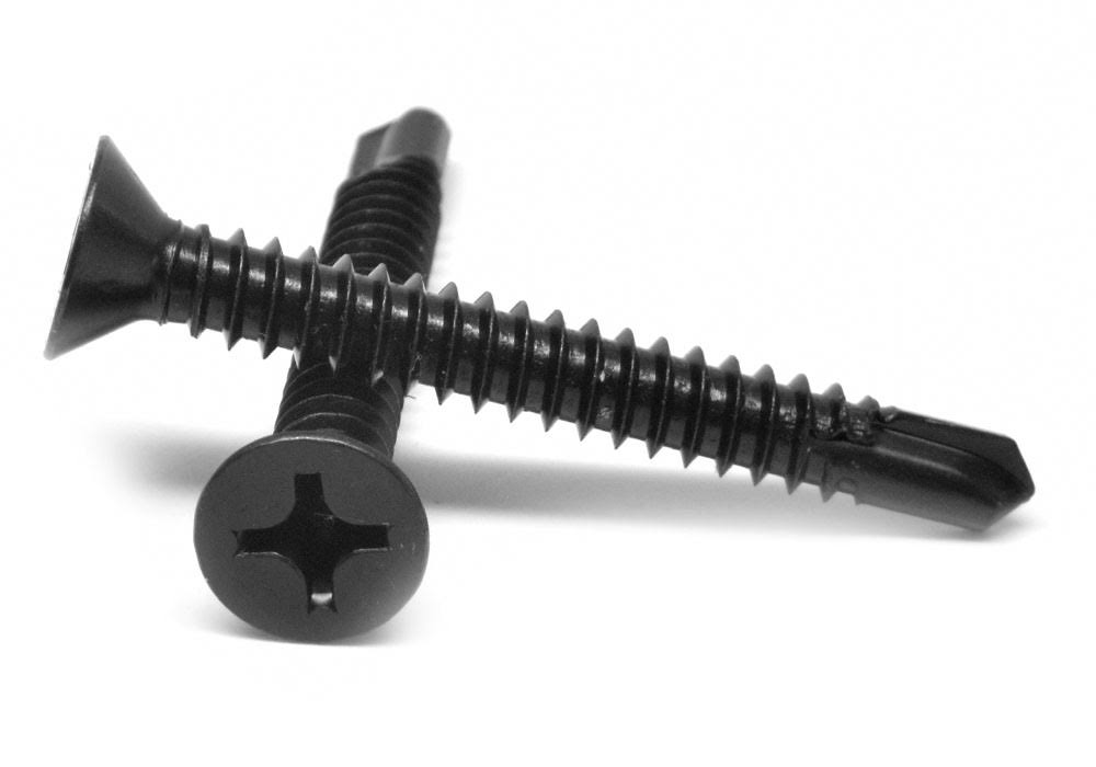 Black Oxide Phillips Flat Head Self Drilling Screw, #8-18 x 1/2, Pk 10000 L442081