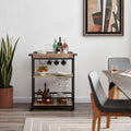 Walnut Wood Metal Bar Serving Cart E20394