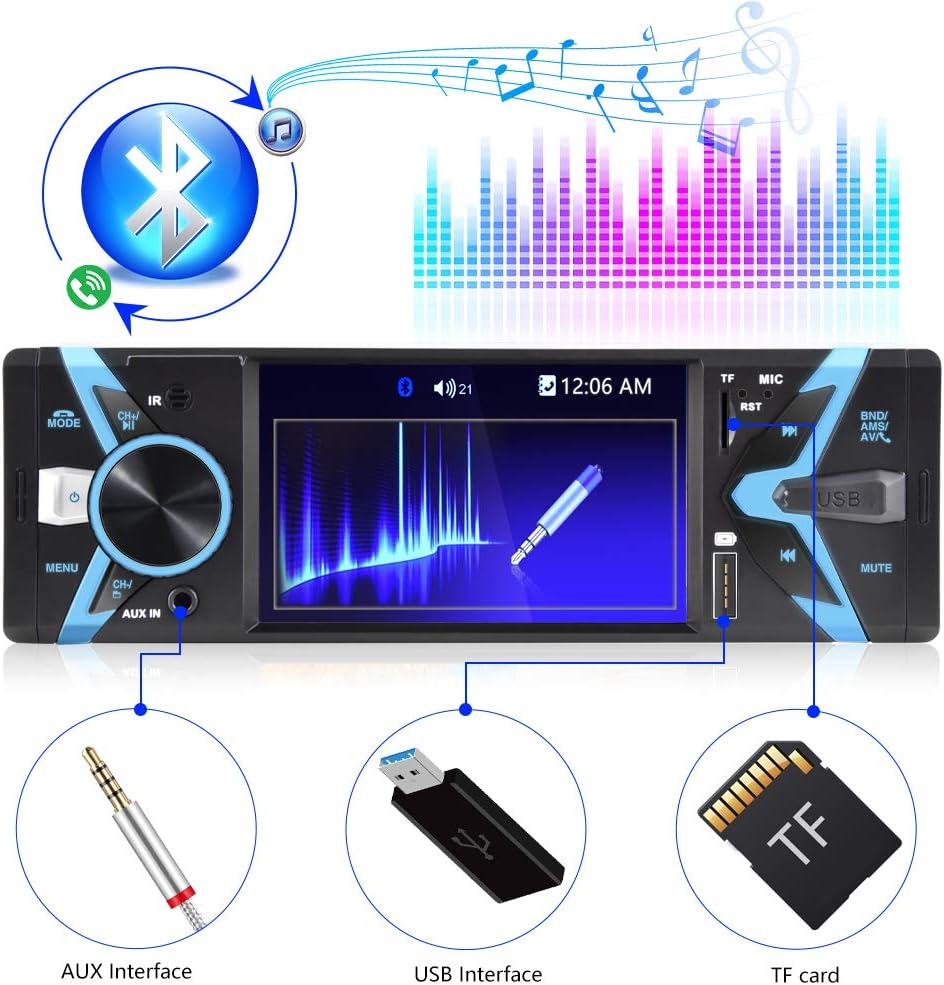 Single Din Car Stereo 4.3 Inch Bluetooth Radio with Rear View Camera Pack of 2 G22995