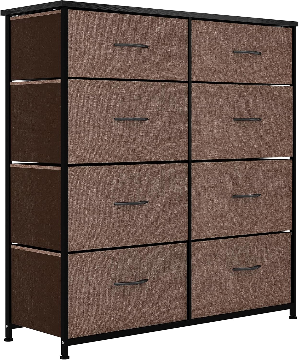 Charcoal 8 Drawer Fabric Dresser with Steel Frame and Wooden Top D181