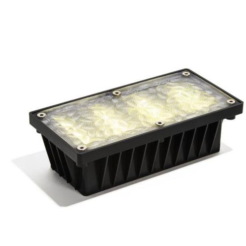 Solar Brick Landscape Path Light, 8x4 Recessed Polyresin Paver, 12 Warm White LEDs X8117