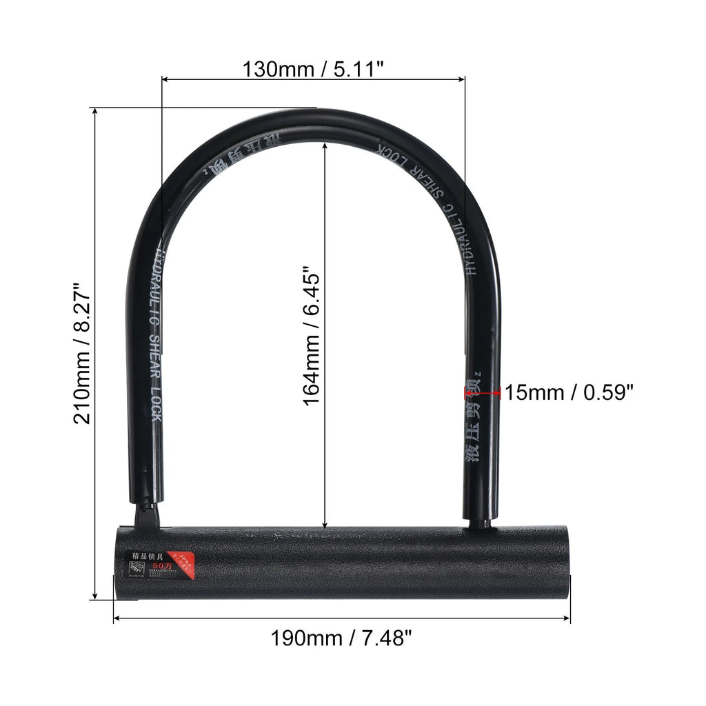 Black 2 Pack 15mm Zinc Alloy U Lock Bike Lock Q55067