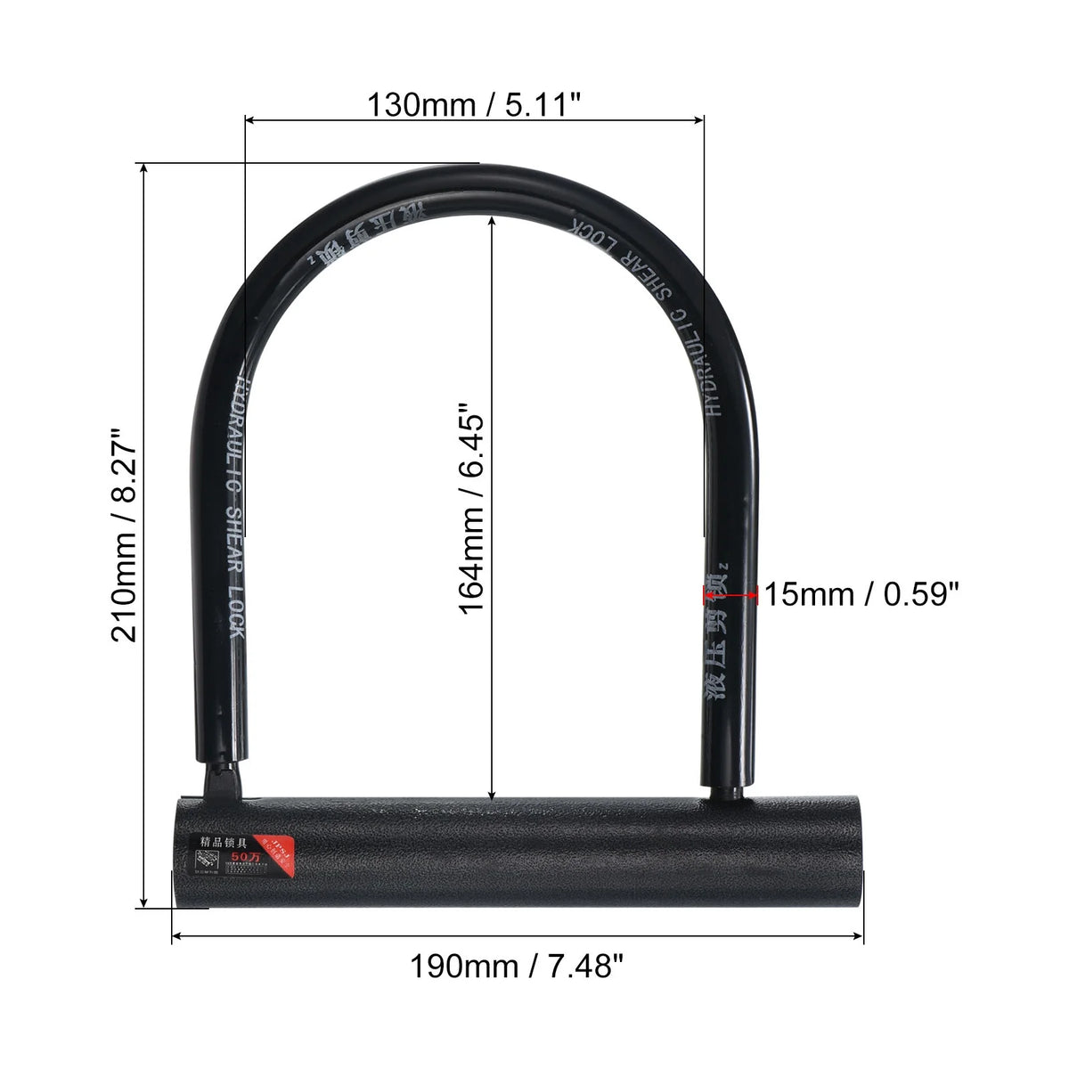 Black 2 Pack 15mm Zinc Alloy U Lock Bike Lock Q55067