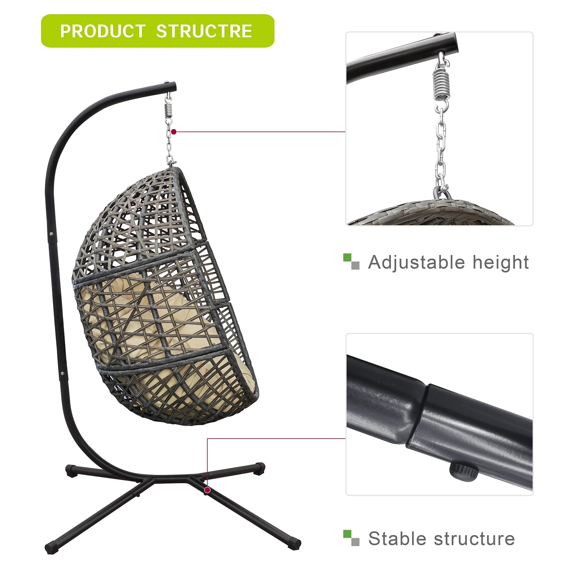 Rattan Egg Swing Chair with Stand C235