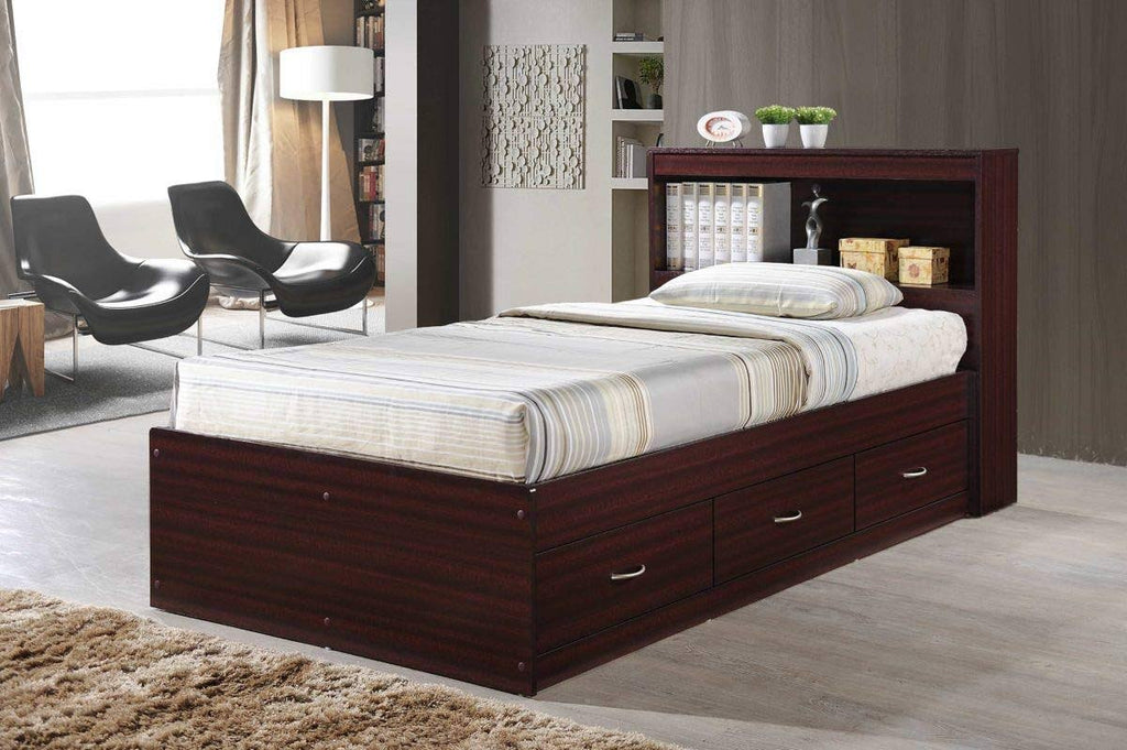 Twin-size Captain Bed with 3-Drawers and Headboard S324