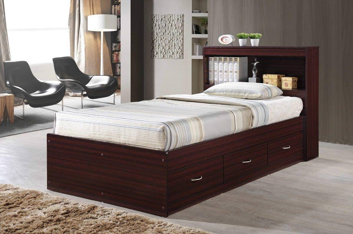 Twin-size Captain Bed with 3-Drawers and Headboard S324